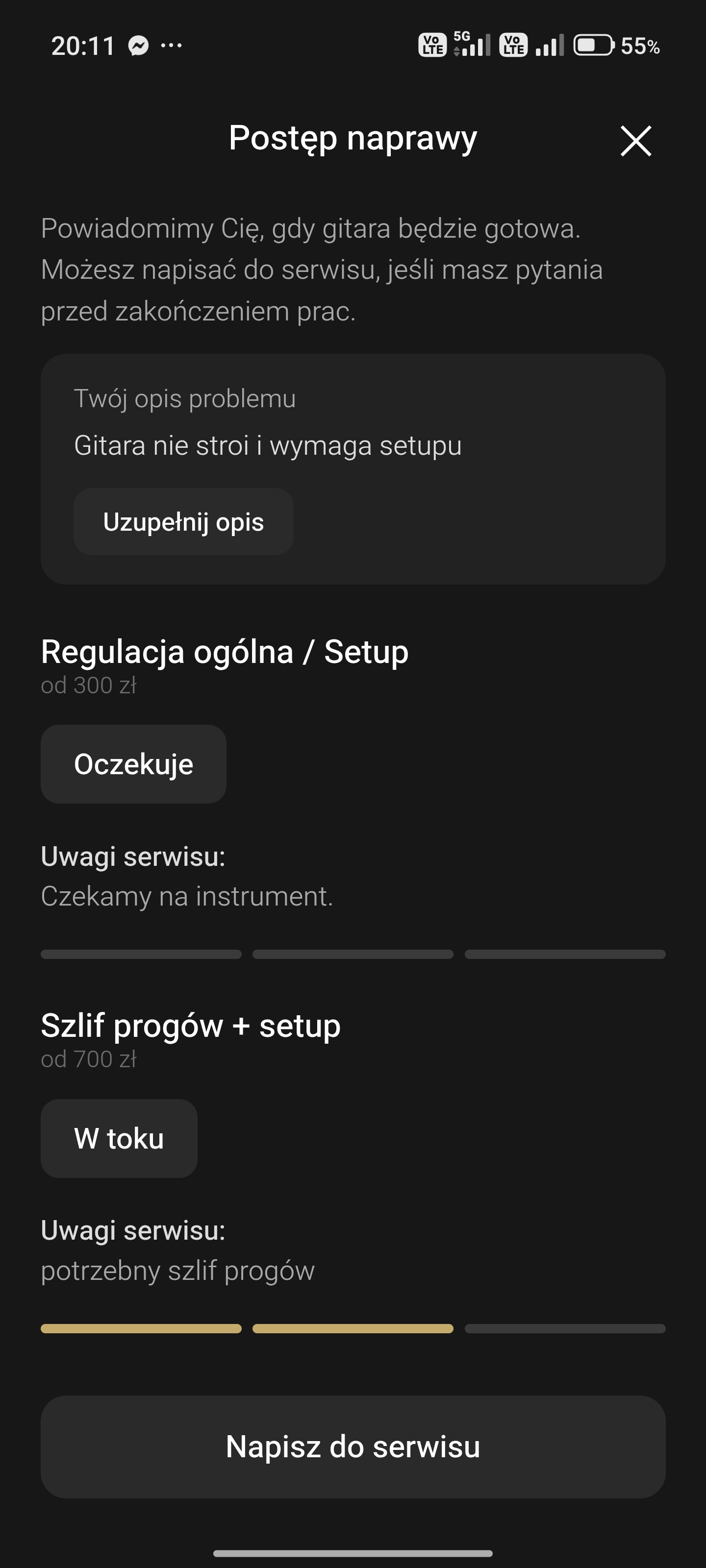 Guitar Lab — Reparatur verfolgen